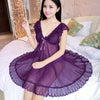 Image of Summer New Women V Neck Mesh Sexy Sleepwear perspective Comfortable Nightdress Female Plus Size Nightgowns Lingerie Nightwear