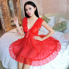 Image of Summer New Women V Neck Mesh Sexy Sleepwear perspective Comfortable Nightdress Female Plus Size Nightgowns Lingerie Nightwear