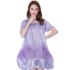 Summer Sexy Satin Night Dress Women Big Size M- 4xl Silk Nightgown Women Lace Lingerie Nightdress Nightie Sleepshirts A836