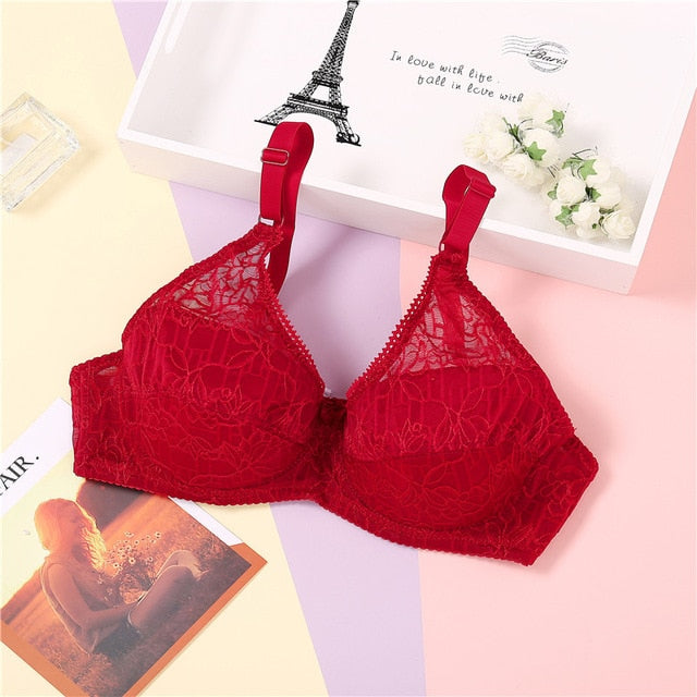 Summer Ultrathin Lace Bra Sexy Bras For Women Plus Size Bra Female Lingerie C D Cup Large Size Brassiere Ladies Underwear 42 44