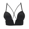 Image of Summer Women Backless Bra Deep U Shape Push Up Bras Sexy Smooth Back Closure Bralette Wireless Cross Straps Underwear Thin Bras