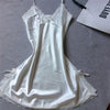 Image of Summer Women Sleepwear Silk Nighty Nightdress Sexy Lingerie Nightgown Lady Off Shoulder Nightwear Female Night Home Cloth Dress