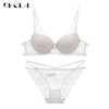 Image of Super Gather Fashion Black Underwear Women Bra Set Push Up Brassiere Cotton Thick Deep V Sexy Bras Lace Lingerie Sets Embroidery