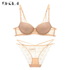 Super Gather Fashion Black Underwear Women Bra Set Push Up Brassiere Cotton Thick Deep V Sexy Bras Lace Lingerie Sets Embroidery