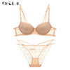 Image of Super Gather Fashion Black Underwear Women Bra Set Push Up Brassiere Cotton Thick Deep V Sexy Bras Lace Lingerie Sets Embroidery