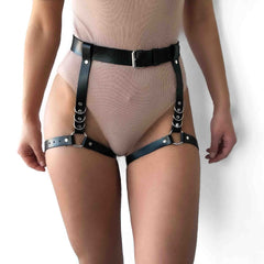 Sword Belt Harajuku Handmade Leather Punk Goth Bdsm Garters Belt Lingerie Erotic Suspenders Strap Detachable O-ring leg harness