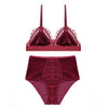 Image of TERMEZY 2019 New Fashion Women Velvet Bra set Underwear High Waist Panties Soft Trim lingerie Set Push Up brassiere Bralette