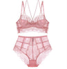 Image of TERMEZY Classic Bandage Pink Bra Set Lingerie Push Up Brassiere Lace Underwear Set Sexy High-Waist Panties For Women underwear