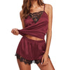 Image of TERMEZY Sexy Lingerie Sleepwear Women Satin Lace Casual Loose Sleeveless Nightgown two pieces Pajama Set Plus Size Nightwear