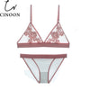 Image of TERMEZY Women Bra set Embroidery Floral Lace underwear Thin brassiere Sexy Lingerie transparent bra set bralette set for women