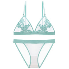 TERMEZY Women Bra set Embroidery Floral Lace underwear Thin brassiere Sexy Lingerie transparent bra set bralette set for women