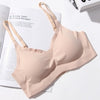 Image of Thin Push Up Vest Bra Women Ice Silk Seamless Underwear Soft Comfortable Sleep Top With Chest Padded Plus Size Bras For Women