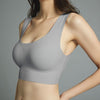 Image of Thin Push Up Vest Bra Women Ice Silk Seamless Underwear Soft Comfortable Sleep Top With Chest Padded Plus Size Bras For Women