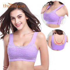 Thunshion Womens Lace Sports Bra Breathable Widened Shoulder Straps Impact Sport Bra for Running Yoga Gym With U design