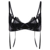 Image of TiaoBug Patent Leather Wetlook Lingerie Spaghetti Straps Transparent Mesh Open Cup Erotic Bralette Wire-free Women Sexy Bra Tops