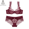 Image of Transparent Bra Set For Women Underwear Lingerie Sexy Bralette Ultra-thin Bra Plus Size C D Cup Push Up Lace Bra Panties Set