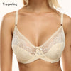 Image of Trufeeling Sexy Women Underwired Bralette Embroidery Sheer Lace Bra Lingerie Cotton Padded See Through Brassiere Bh 34C 36C 38C