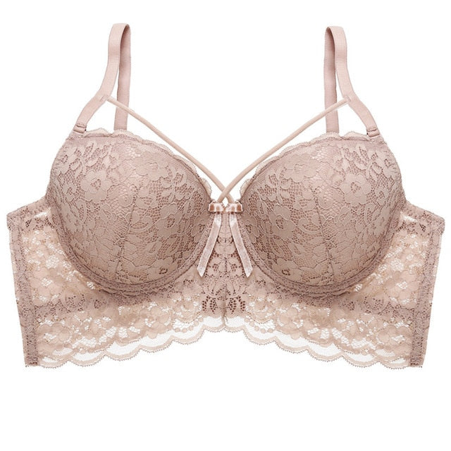 Ultra Thin Lace Fly Bra Female Brassiere Lingerie Plus Size C D Cup Push Up Seamless Comfortable Full Coverage Unlined Bra 2019
