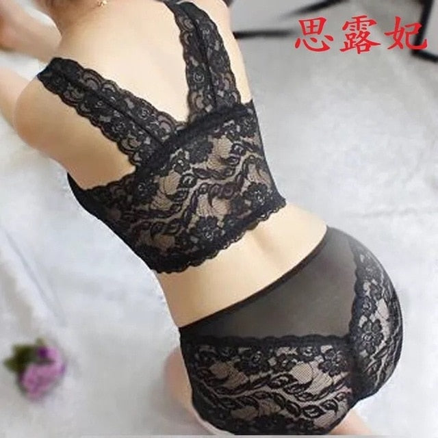 Underwear Plus size bra set push up transparent bralette lace sexy bra brief sets Sexy Lingerie lace bras for women