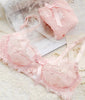Image of Underwear set transparent sexy lace bra set plus size Women gauze embroidery ultra-thin lingerie bra and panty set