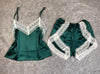 Image of VLENATLNO Women's Sleepwear Sexy Satin Pajama Set White Lace V-Neck Pyjamas Sleeveless Cute Cami Top and Shorts