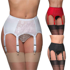 Vintage High Waist Garter Belt Mesh Suspender Belt 6 Straps Garter Belt for Thong Stocking Plus Size S-XXL