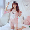Image of WAVMIT 2019 Summer Women Comfortable Cute Pajama Set Girl Print Pyjama Set Short Sleeve Sleepwear Suit Women Nightshirt Sets