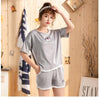 Image of WAVMIT 2019 Summer Women Comfortable Cute Pajama Set Girl Print Pyjama Set Short Sleeve Sleepwear Suit Women Nightshirt Sets