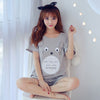Image of WAVMIT 2019 Summer Women Comfortable Cute Pajama Set Girl Print Pyjama Set Short Sleeve Sleepwear Suit Women Nightshirt Sets