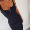 Image of WannaThis Knee-Length Dress Knitted Elastic Sleeveless Bodycon elegant Women 2019 Summer Sexy V-Neck Button Party Slim Dresses