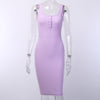 Image of WannaThis Knee-Length Dress Knitted Elastic Sleeveless Bodycon elegant Women 2019 Summer Sexy V-Neck Button Party Slim Dresses