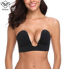 Image of Wechery Plunge U Sexy Invisible Adhesive Bra brassiere Strapless Bra Push Up Bralette Sexy Bras for Bikini Wedding Party Dress