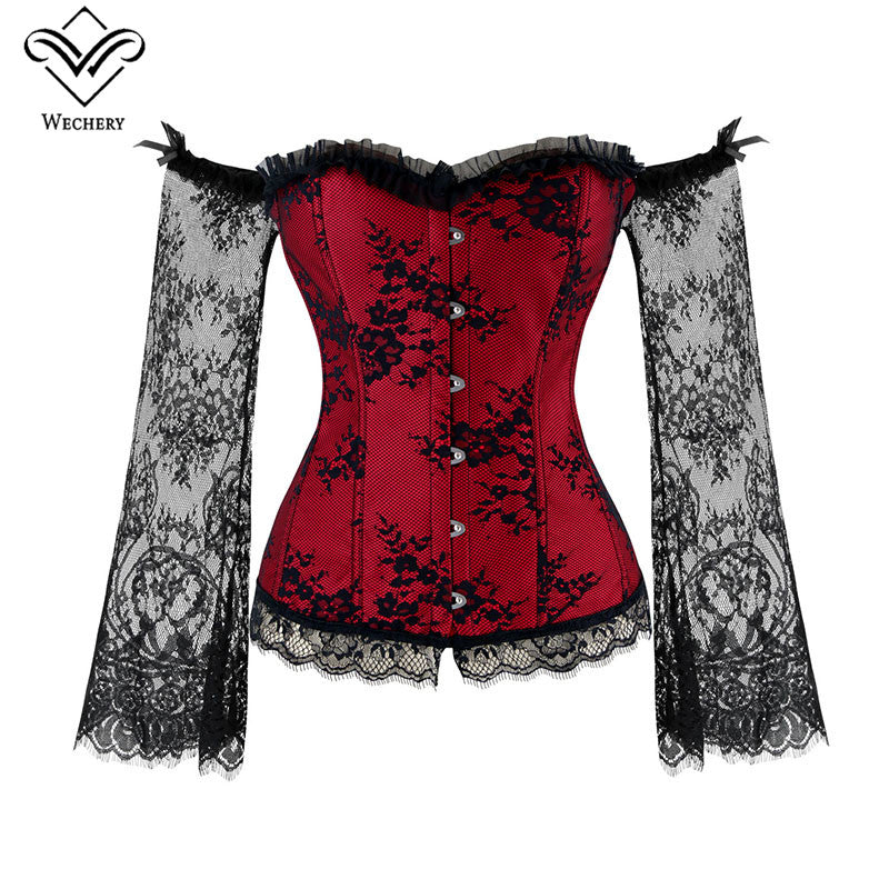Women Corset Sexy Slim Burlesque Satin Body Shaper Strapless Overbust Plus Size Corset and Bustier  (14)
