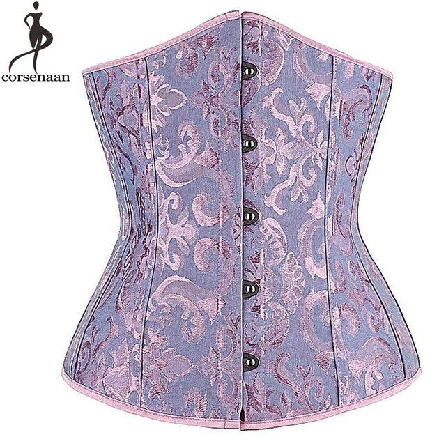 Wholesale Dropshipping Corset Underbust Waisttrainer Gothic Boned Chest Binder Gorset Sexy Femme Floral Plus Size Korsett Women