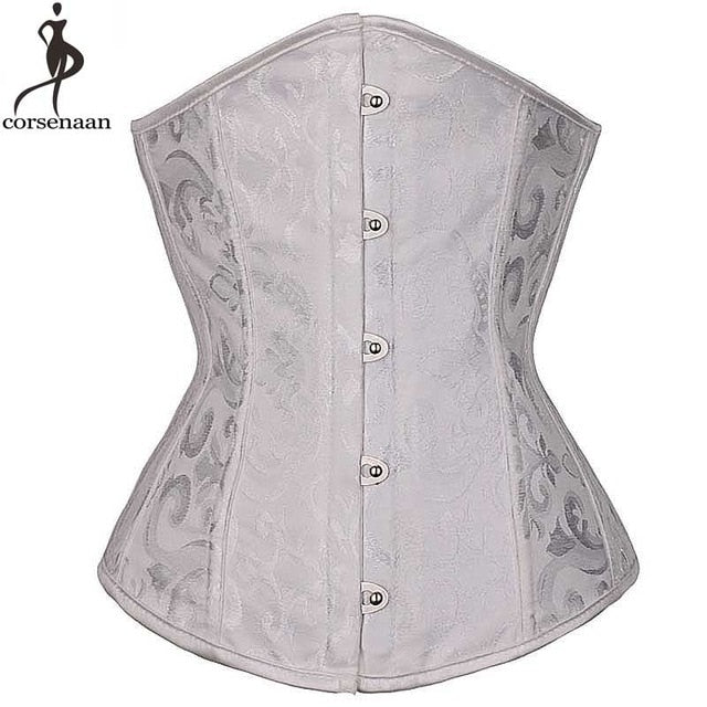 Wholesale Dropshipping Corset Underbust Waisttrainer Gothic Boned Chest Binder Gorset Sexy Femme Floral Plus Size Korsett Women