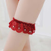 Image of Wholesale Women Girl Princess Cosplay Wedding Party Bridal Lace Floral Blue Leg Ring Loop Stocking Garter Belt