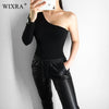 Image of Wixra 2019 New Hot Spring Autumn Womens Clothing Bodysuits One Shoulder Sexy Solid Trendy Playsuits For Women