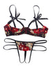 Image of Woman Sexy Bra and Brief Set Push Up Open Cup Bra Sets Sexy Lace Embroidery Thin Cup Bra Crotchless Brief Set Sexy Underwear Set