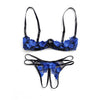 Image of Woman Sexy Bra and Brief Set Push Up Open Cup Bra Sets Sexy Lace Embroidery Thin Cup Bra Crotchless Brief Set Sexy Underwear Set
