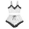 Image of Women Bow Sleepwear Sleeveless Strap Nightwear Lace Trim Satin Cami Top Pajama Sets femme sexy lingerie pyjamas women