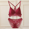 Image of Women Bra And Panties Set Ultra Thin Backless Sexy Lingerie Set Seamless Bralette Female Lace Underwear Sets Red Black Plus Size