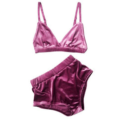 Women Bra Brief Set Push Up Bra Velvet Intimates Sexy Lingerie Set Underwear High Waist Panties Soft Lingerie Bra and Briefs Set