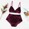 Image of Women Bra Brief Set Push Up Bra Velvet Intimates Sexy Lingerie Set Underwear High Waist Panties Soft Lingerie Bra and Briefs Set