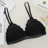 Image of Women Bralette French Style Lace Bra Girls Triangle Cup Lingerie Deep V Wireless Underwear Soft Thin Seamless Bra