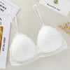 Image of Women Bralette French Style Lace Bra Girls Triangle Cup Lingerie Deep V Wireless Underwear Soft Thin Seamless Bra