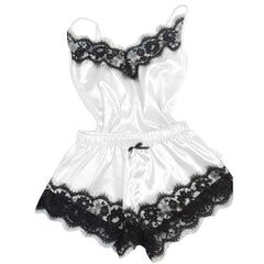 Women Clothes Healthy Fashion Simple Home Wear Sets Sexy Lace Sleepwear Lingerie Babydoll Nightwear Satin Cami Top femme 2019