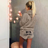 Image of Women Coral Velvet Pajamas Set Autumn Winter Warm Pajamas Two Piece Set Sleepwear Cute Cat Meow Pattern Hoodies Shorts Set 5XL