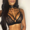 Image of Women Cross Bandage Crop Tank Top Sexy Floral Sheer Lace Bra Seamless Fitness Women Bra