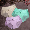 Image of Women Ice Silk Panties Seamless Briefs Set Sexy Lace Underwear Low Waist Patchwork Lingerie Underpants 3pcs/lot #F