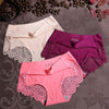 Image of Women Ice Silk Panties Seamless Briefs Set Sexy Lace Underwear Low Waist Patchwork Lingerie Underpants 3pcs/lot #F